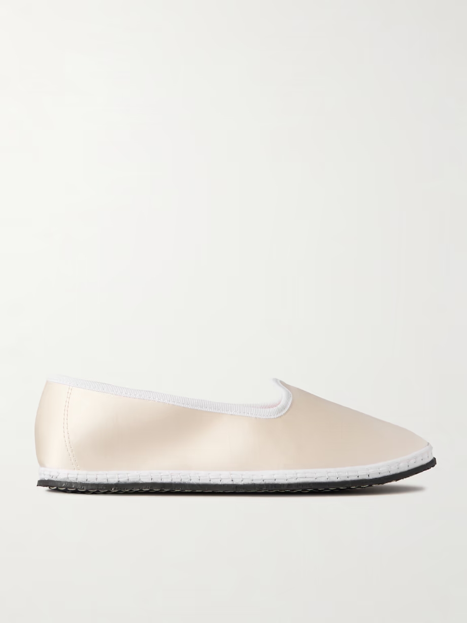 Grosgrain-trimmed satin ballet flats