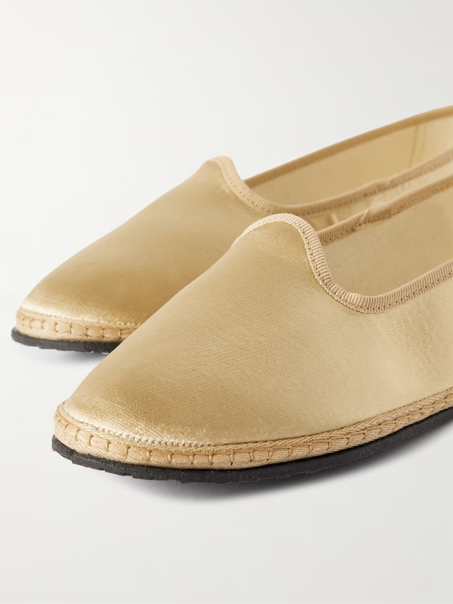 Grosgrain-trimmed satin ballet flats