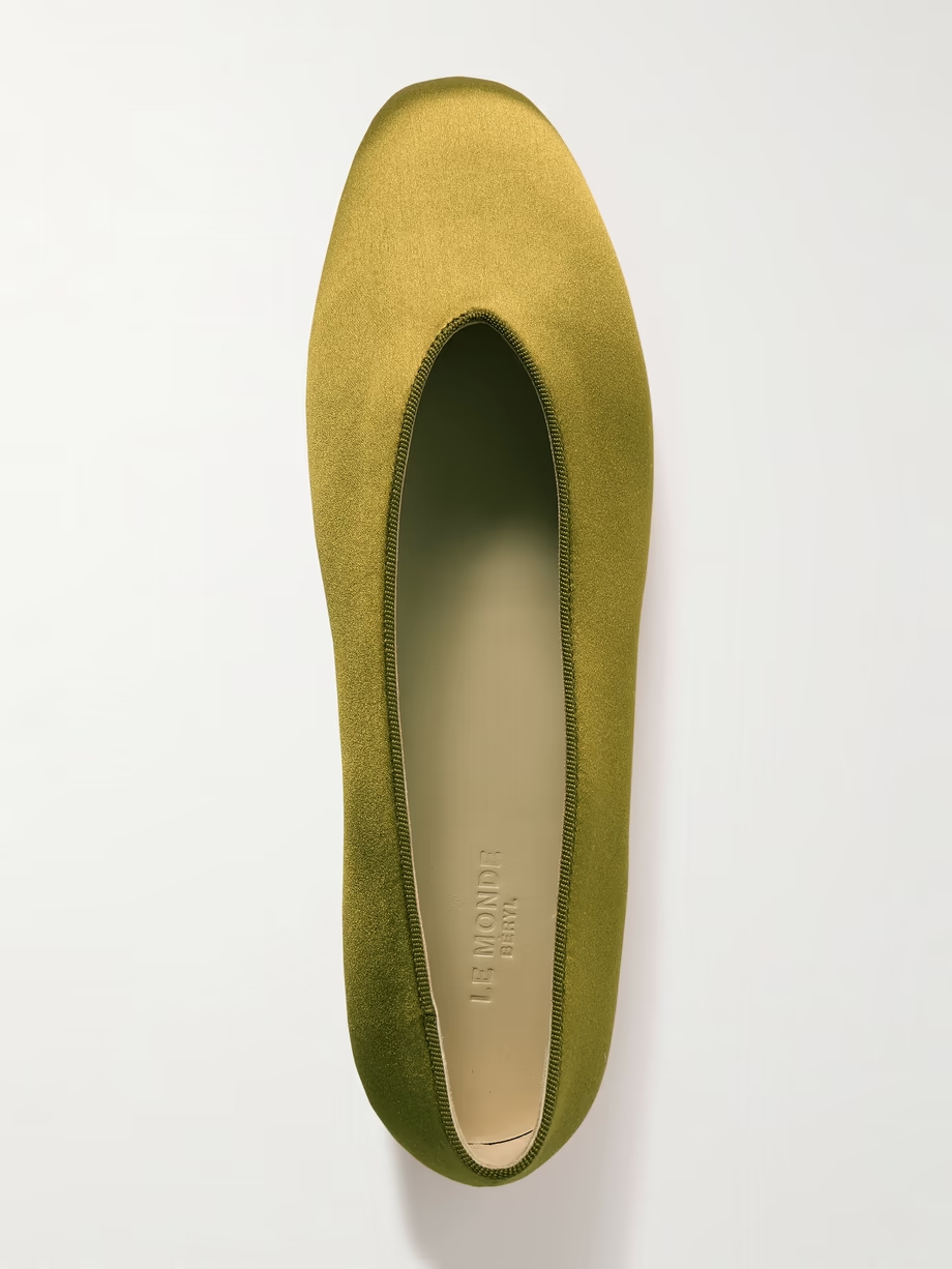 Regency grosgrain-trimmed satin ballet flats