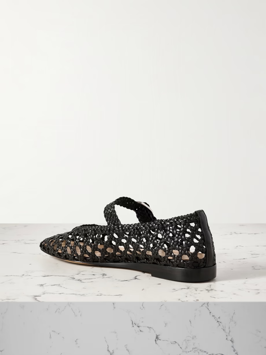 Woven leather Mary Jane ballet flats