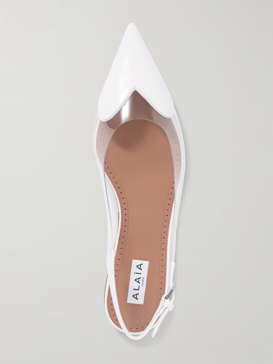 Cœur PU and patent-leather slingback point-toe flats