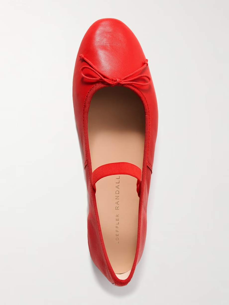 Leonie bow-embellished leather flats