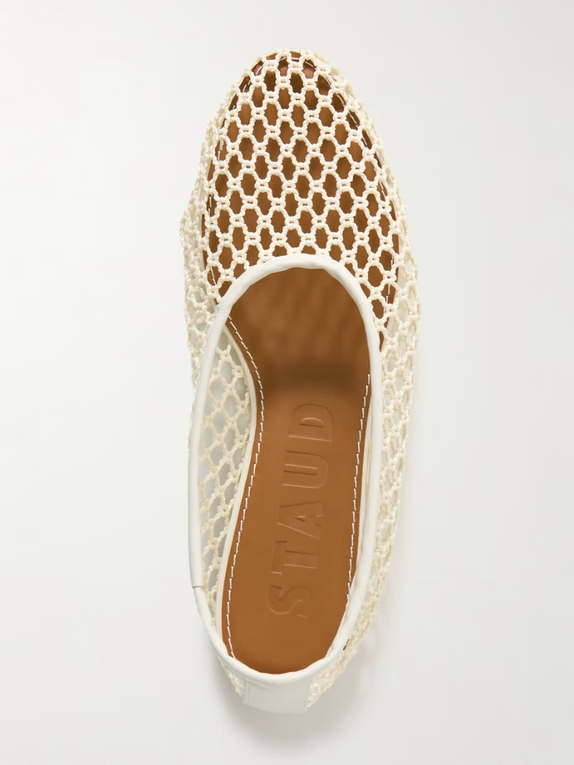 Alba leather-trimmed crocheted ballet flats