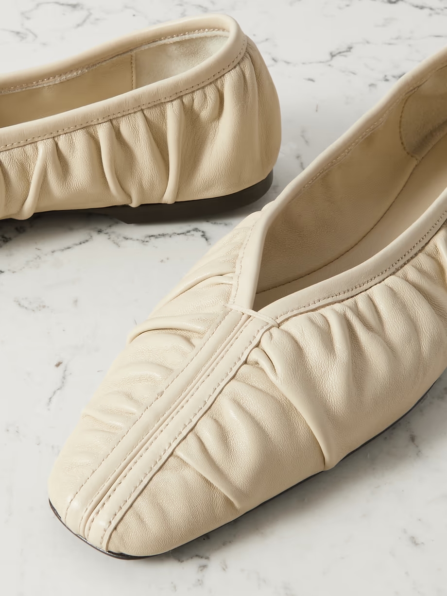 The Gathered leather ballet flats