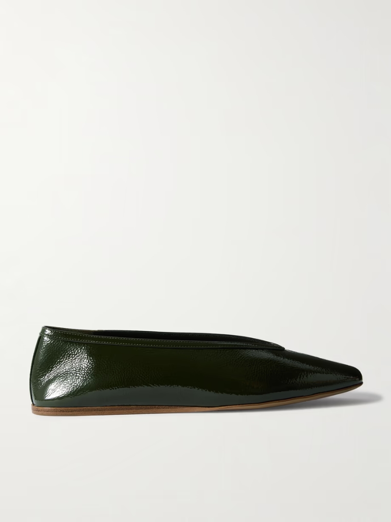 Luna patent textured-leather ballet flats