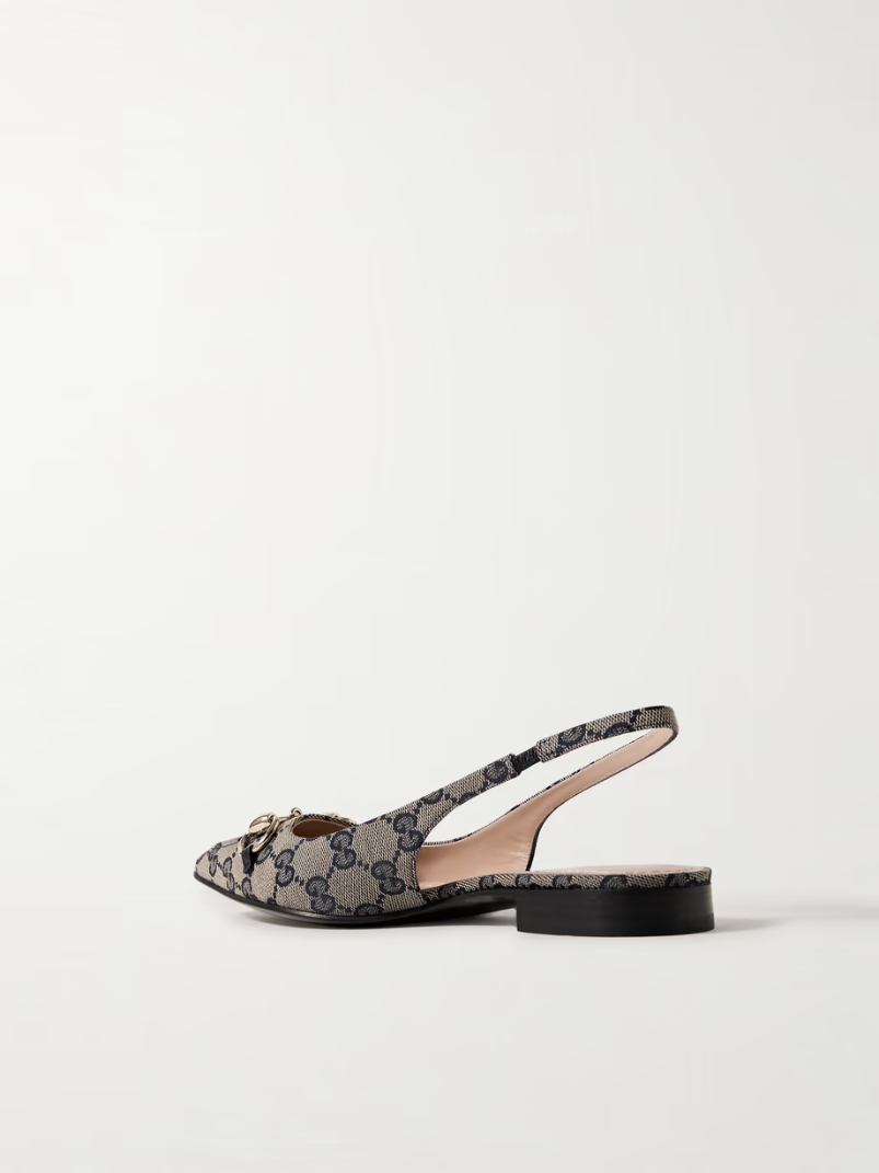 Erin horsebit-embellished canvas-jacquard slingback sandals