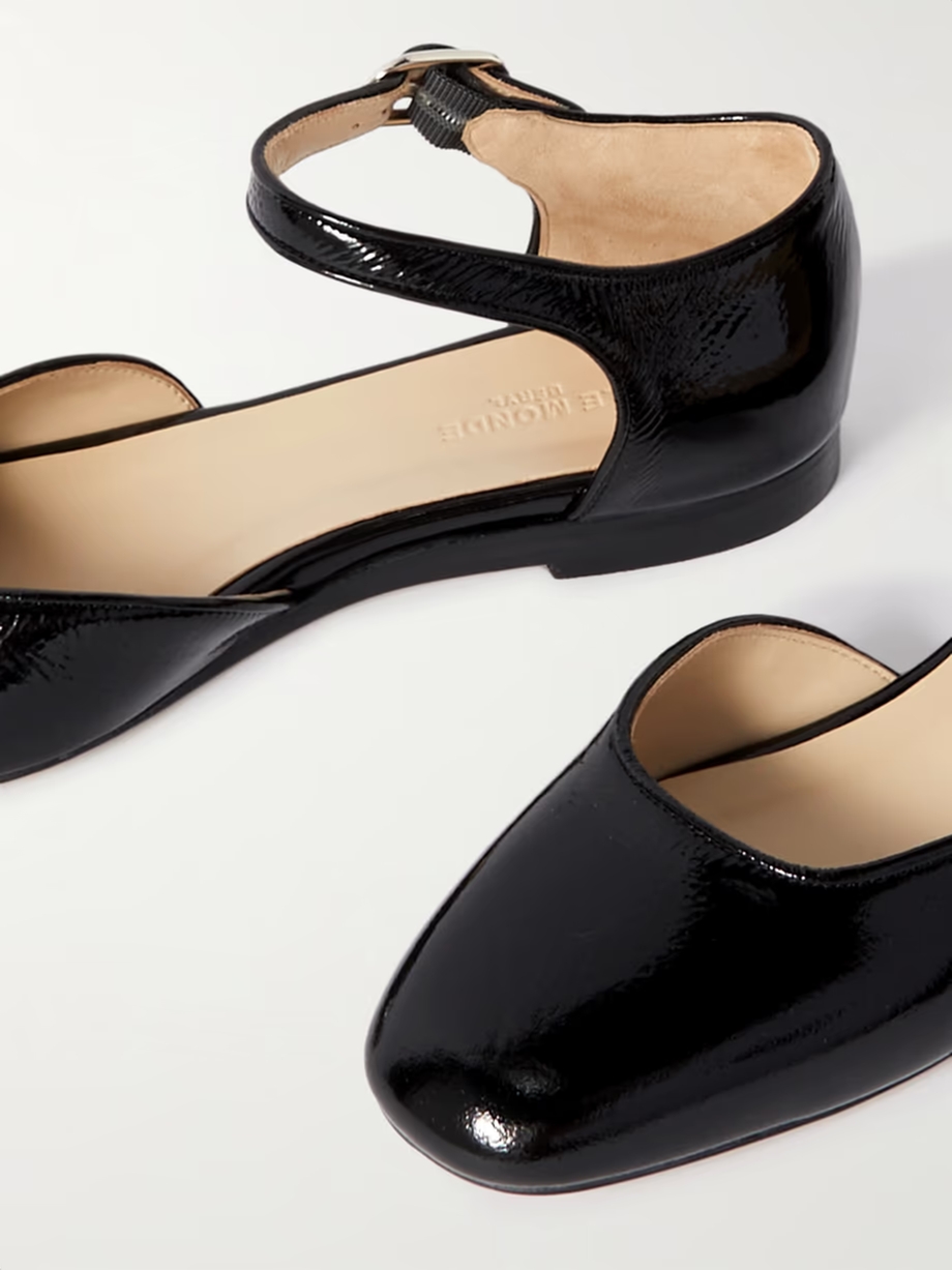 Patent-leather Mary Jane ballet flats