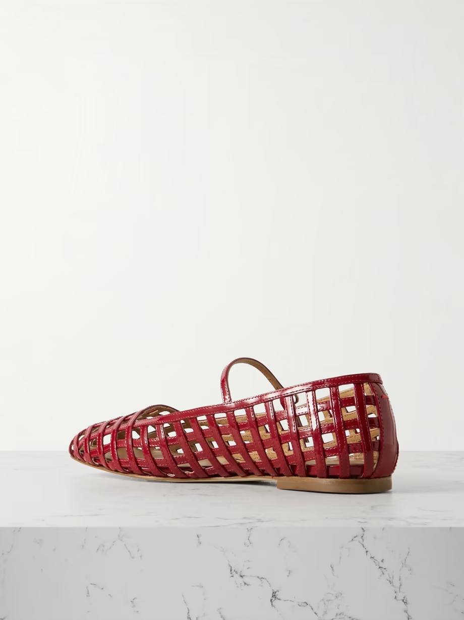 Uma Caged cut-out patent-leather Mary Jane ballet flats