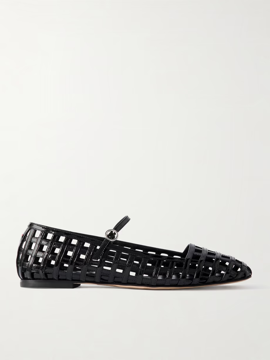 Uma Caged cut-out patent-leather Mary Jane ballet flats