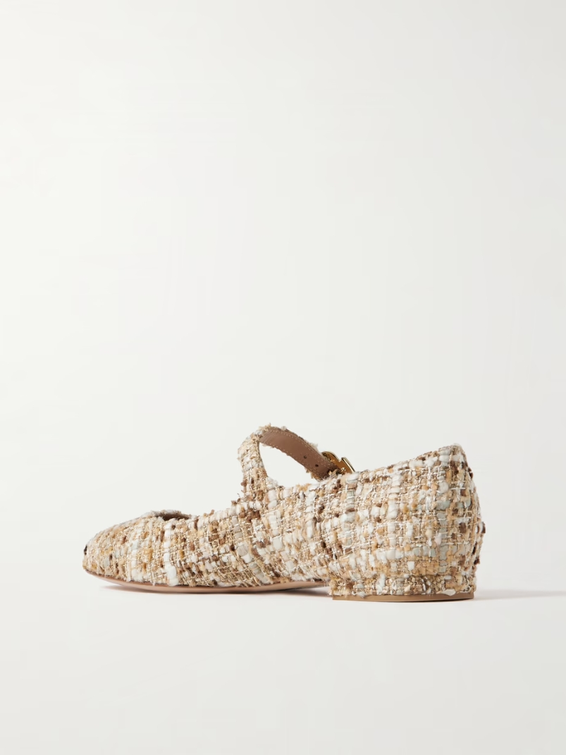 Tweed Mary Jane ballet flats