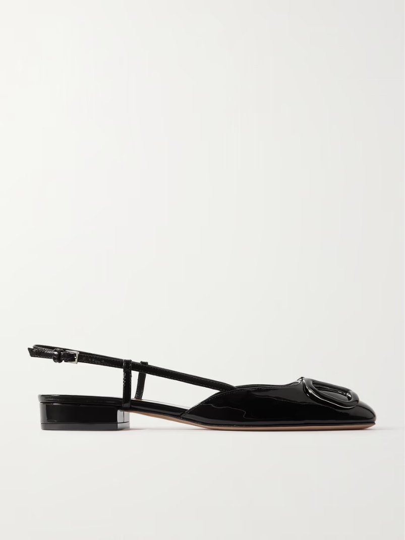 VLOGO patent-leather slingback flats