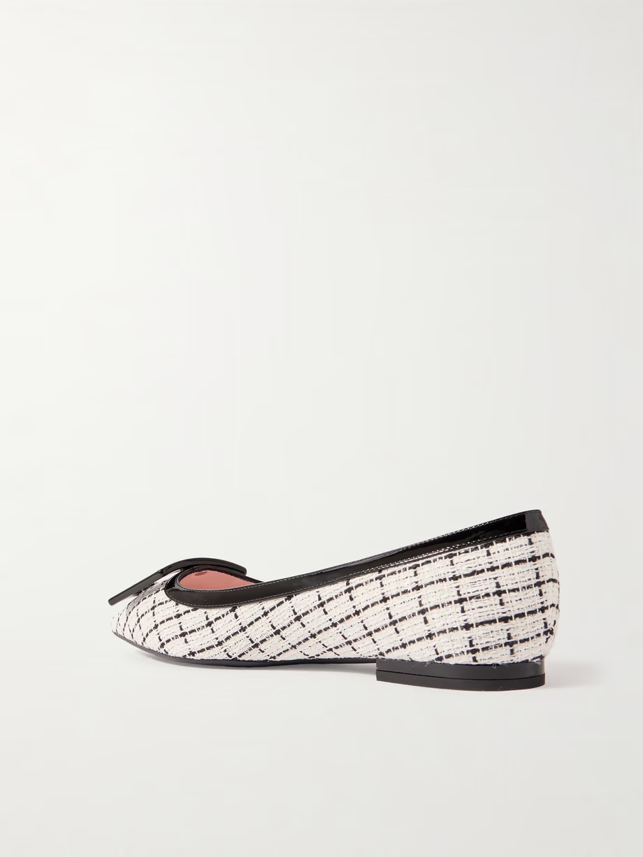 Gommettine patent-leather trimmed tweed point-toe ballet flats