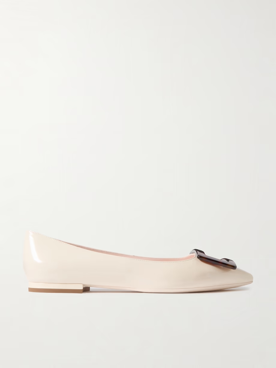 Gommettine patent-leather point-toe flats