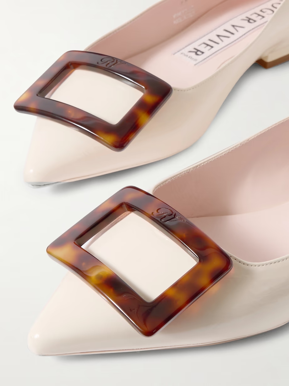 Gommettine patent-leather point-toe flats