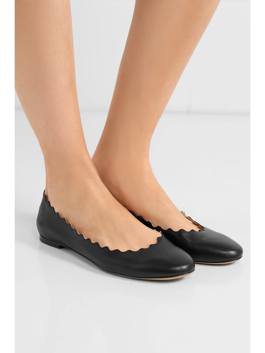 + NET SUSTAIN Lauren scalloped leather ballet flats