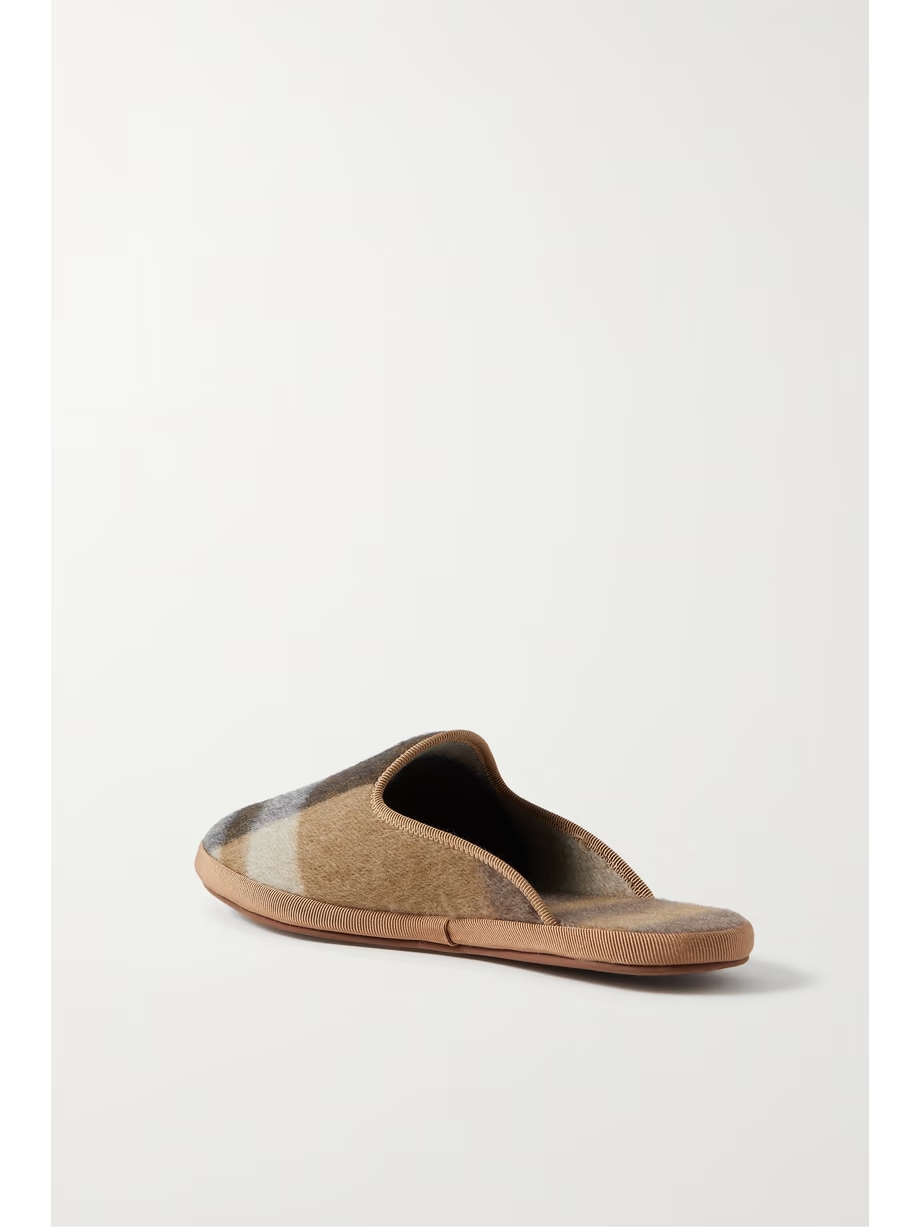 Open Venice checked cashmere slippers