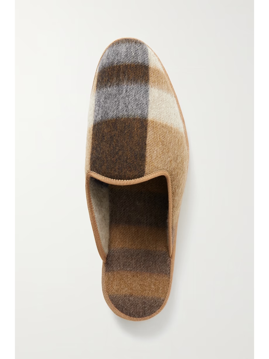 Open Venice checked cashmere slippers