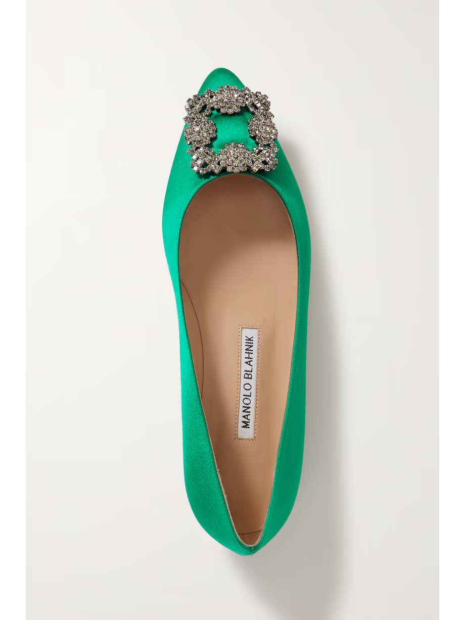 Hangisi embellished satin point-toe flats