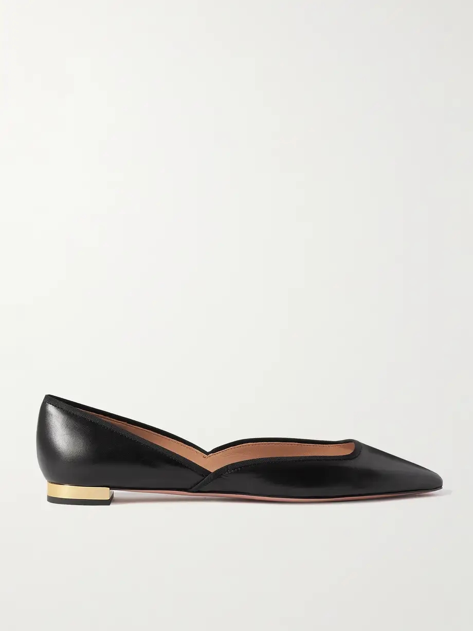 Maia grosgrain-trimmed leather ballet flats