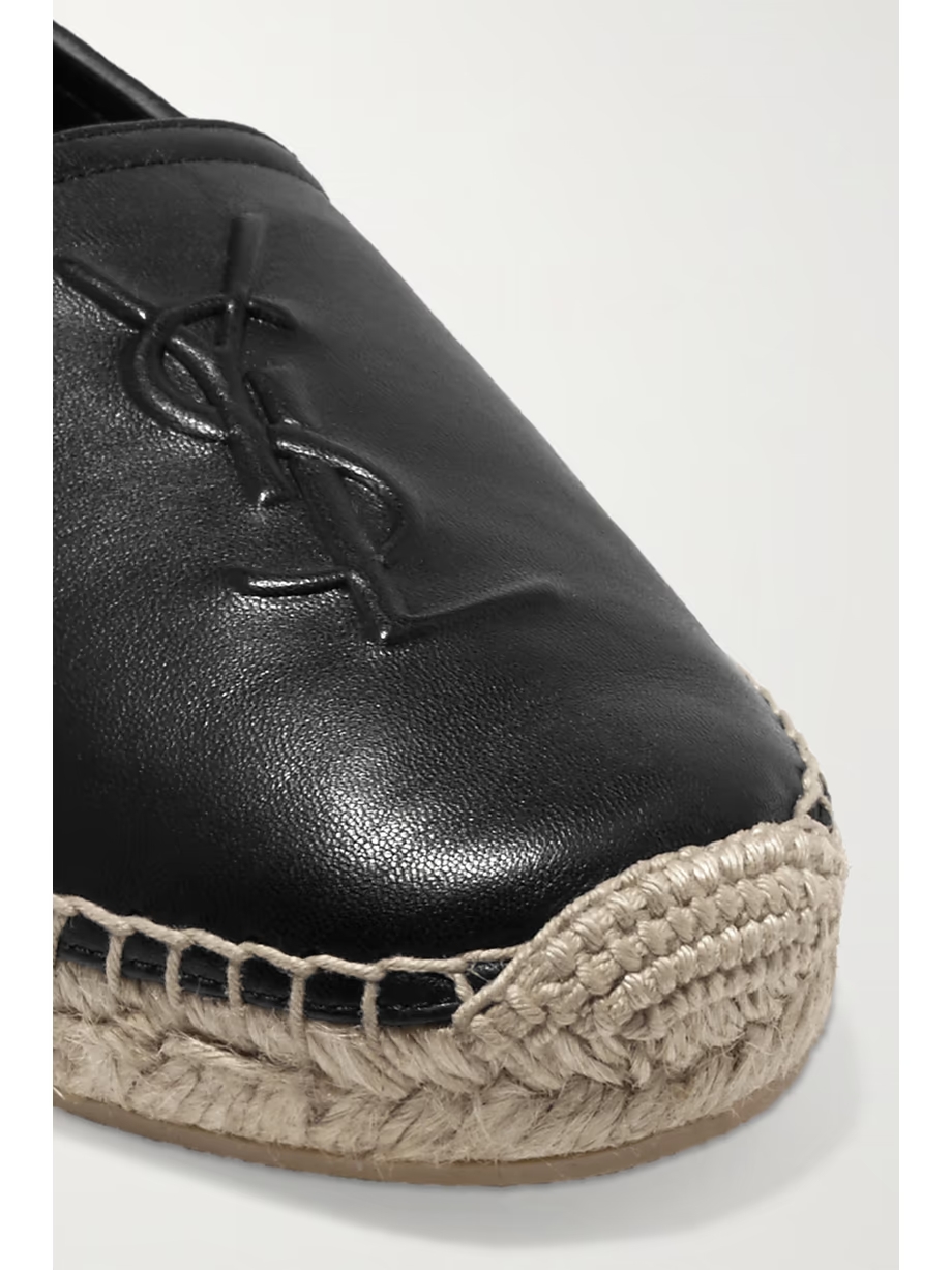 Logo-embossed leather espadrilles