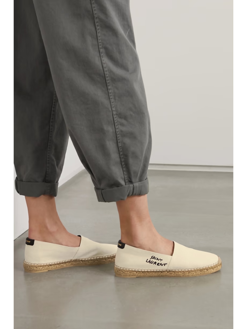 Logo-embroidered canvas espadrilles