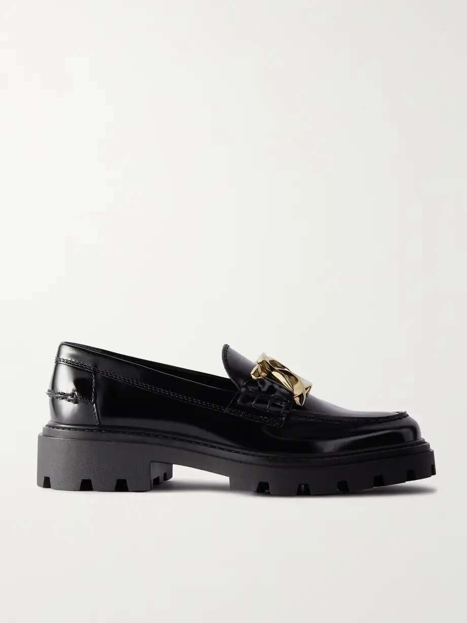 Gomma Pesante embellished glossed-leather loafers