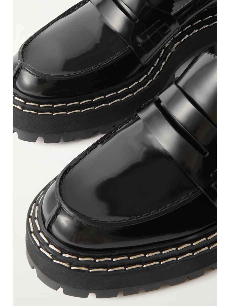 Lug Sole glossed-leather platform loafers