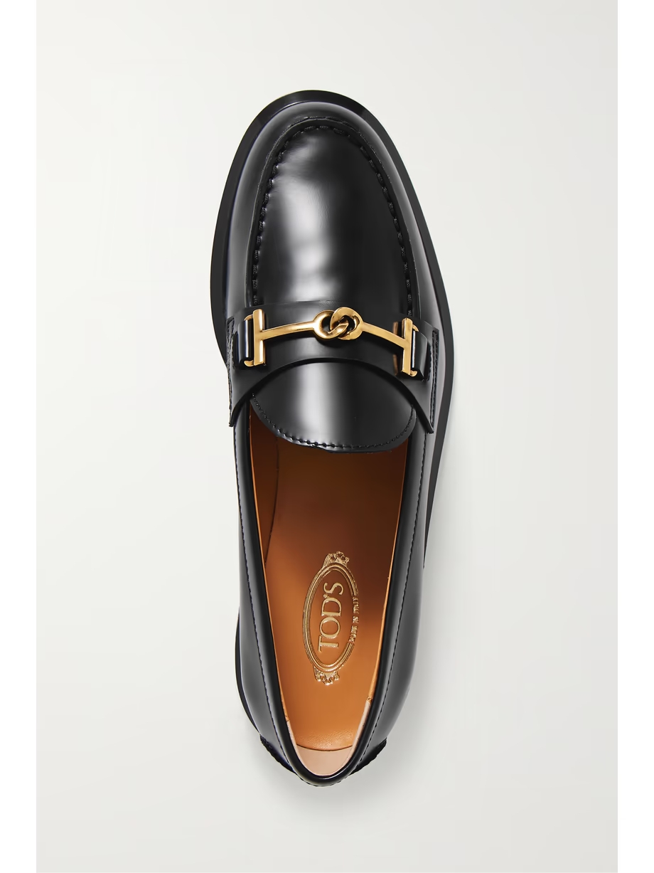 Gomma embellished glossed-leather loafers