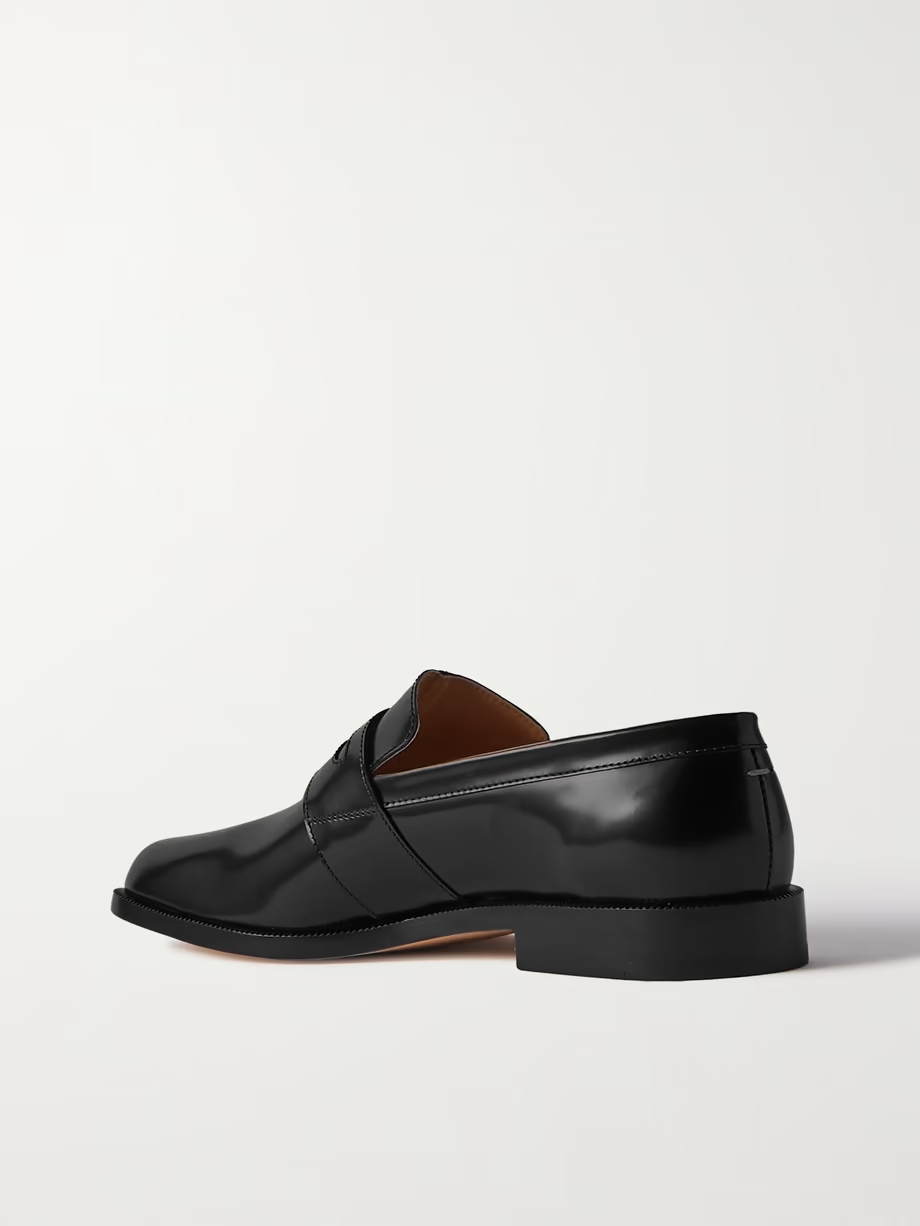 Tabi split-toe glossed-leather loafers