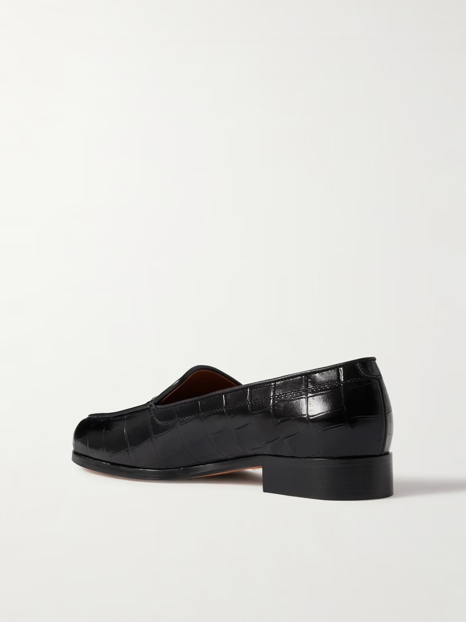 Danielle croc-effect patent-leather loafers