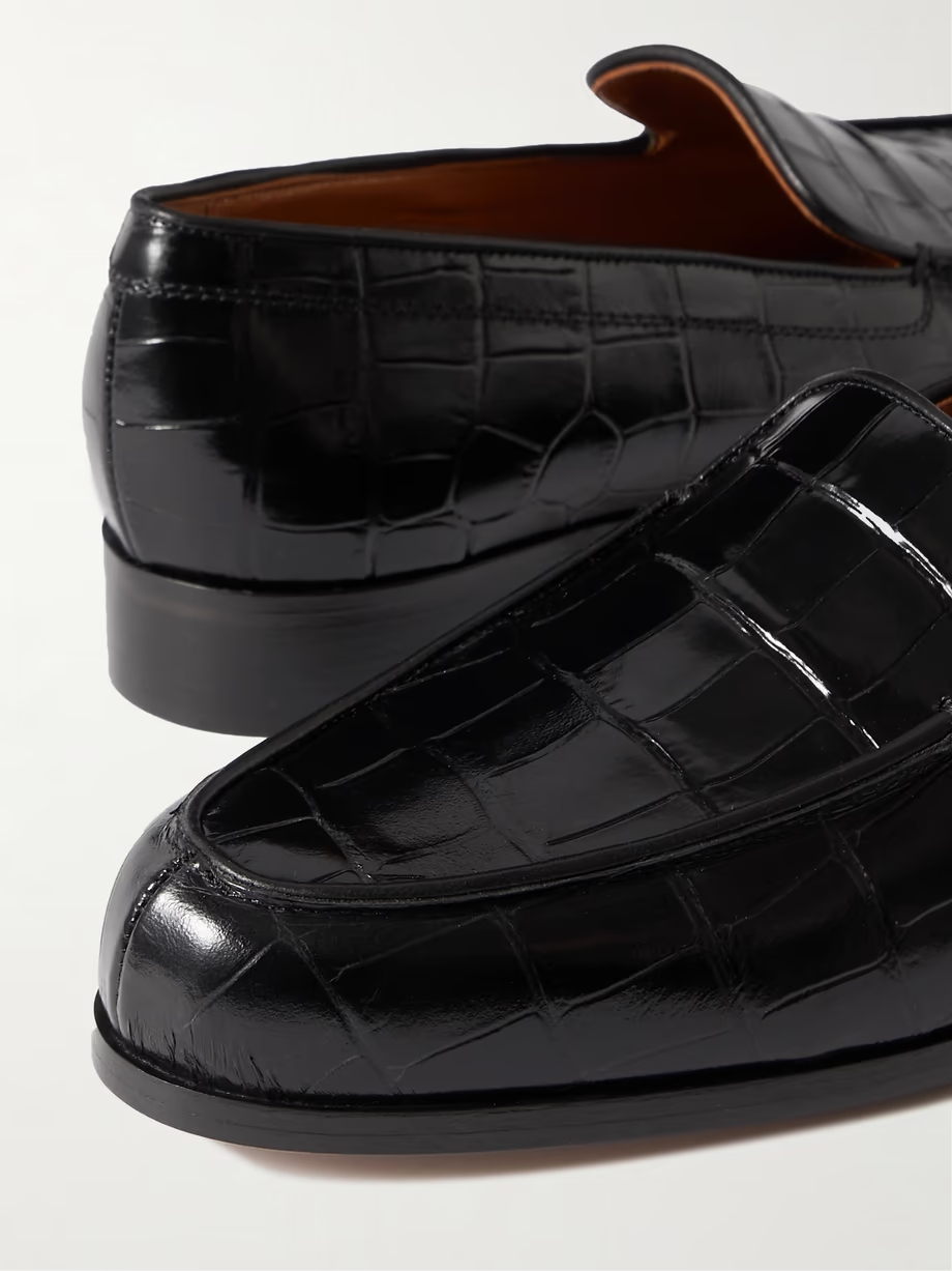 Danielle croc-effect patent-leather loafers