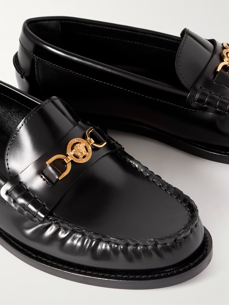 Embellished leather loafers