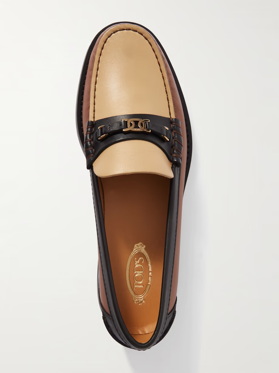 Gomma paneled embellished leather loafers