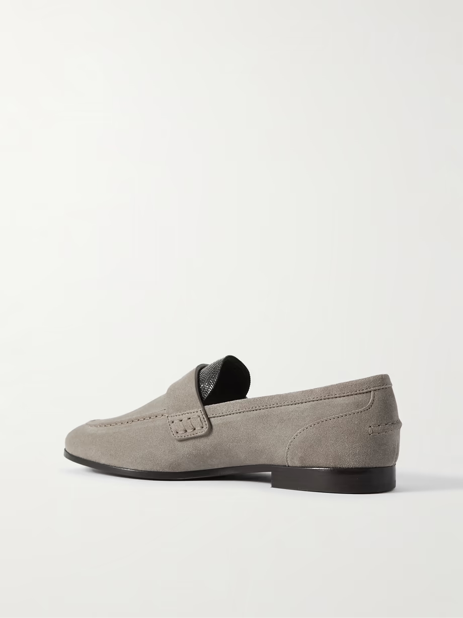 Embellished suede loafers