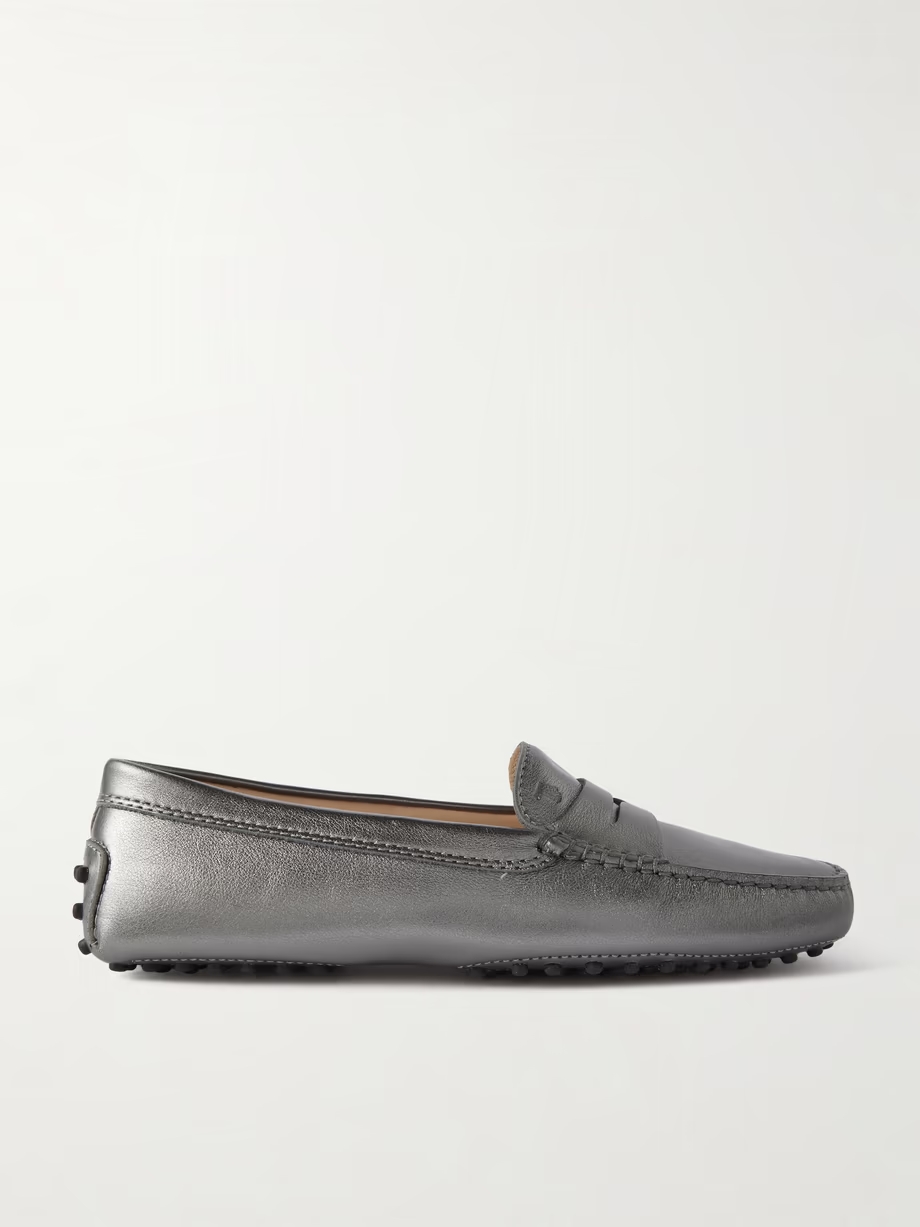 Gommino metallic leather loafers