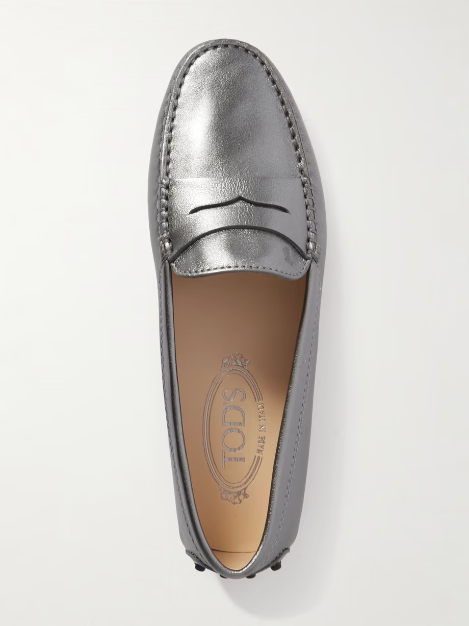 Gommino metallic leather loafers