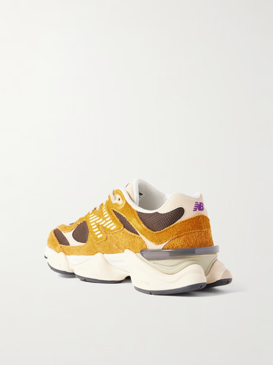 9060 leather-trimmed suede and mesh sneakers