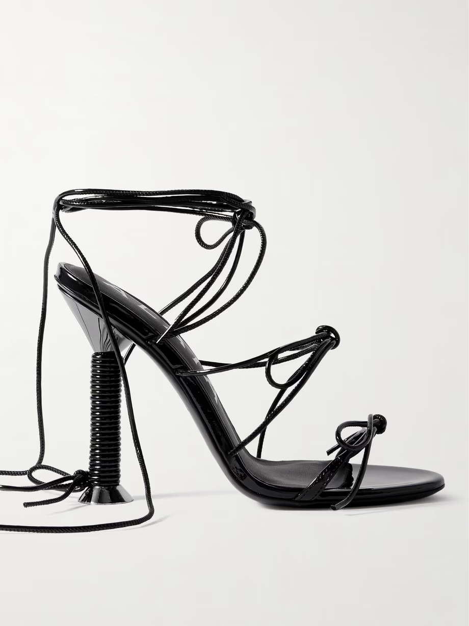 Bobine 110 lace-up bow-detailed patent-leather sandals