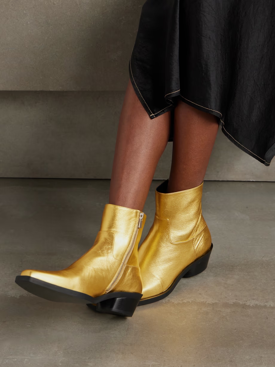 Bronco metallic leather ankle boots