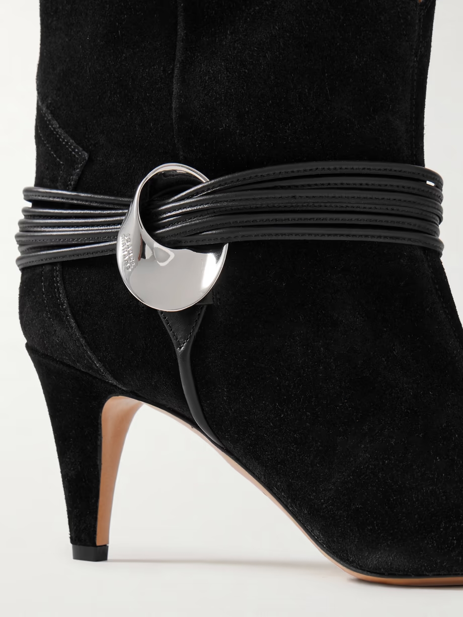 Dytho embellished leather-trimmed suede ankle boots