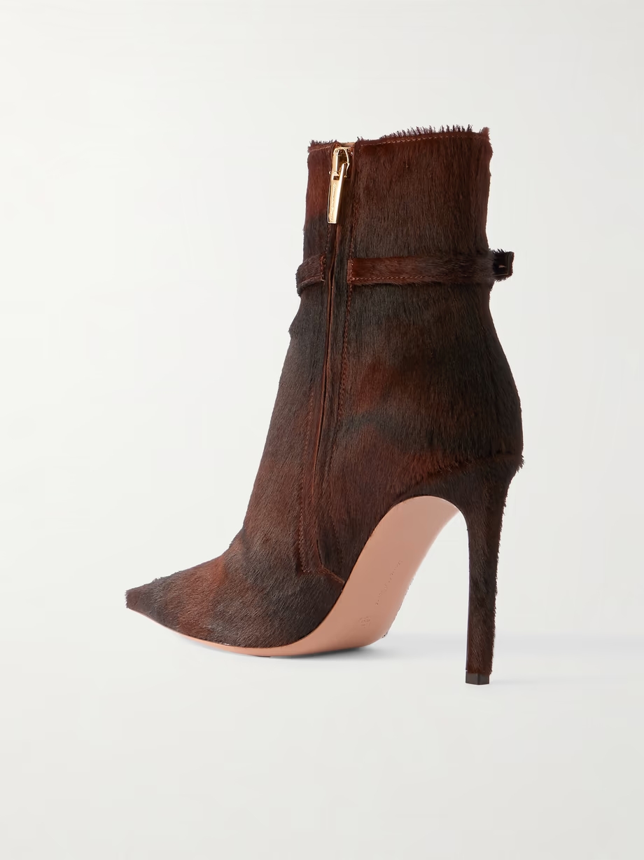 Linsay 95 buckled calf hair ankle boots