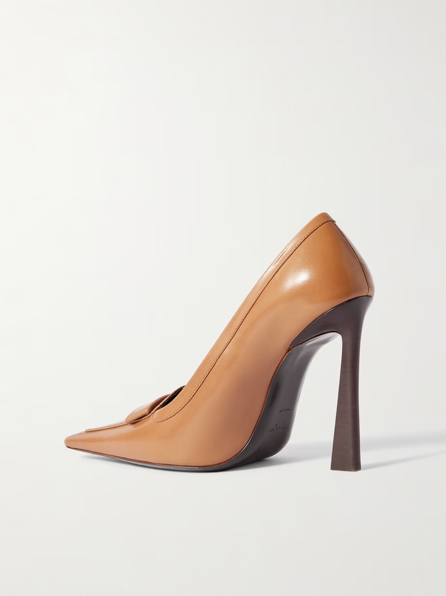 Glossed-leather point-toe pumps