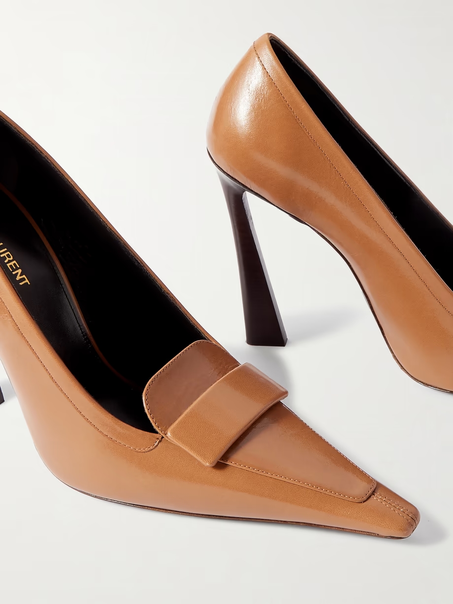 Glossed-leather point-toe pumps