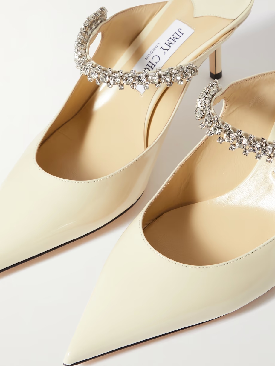 Bing 65 crystal-embellished patent-leather mules