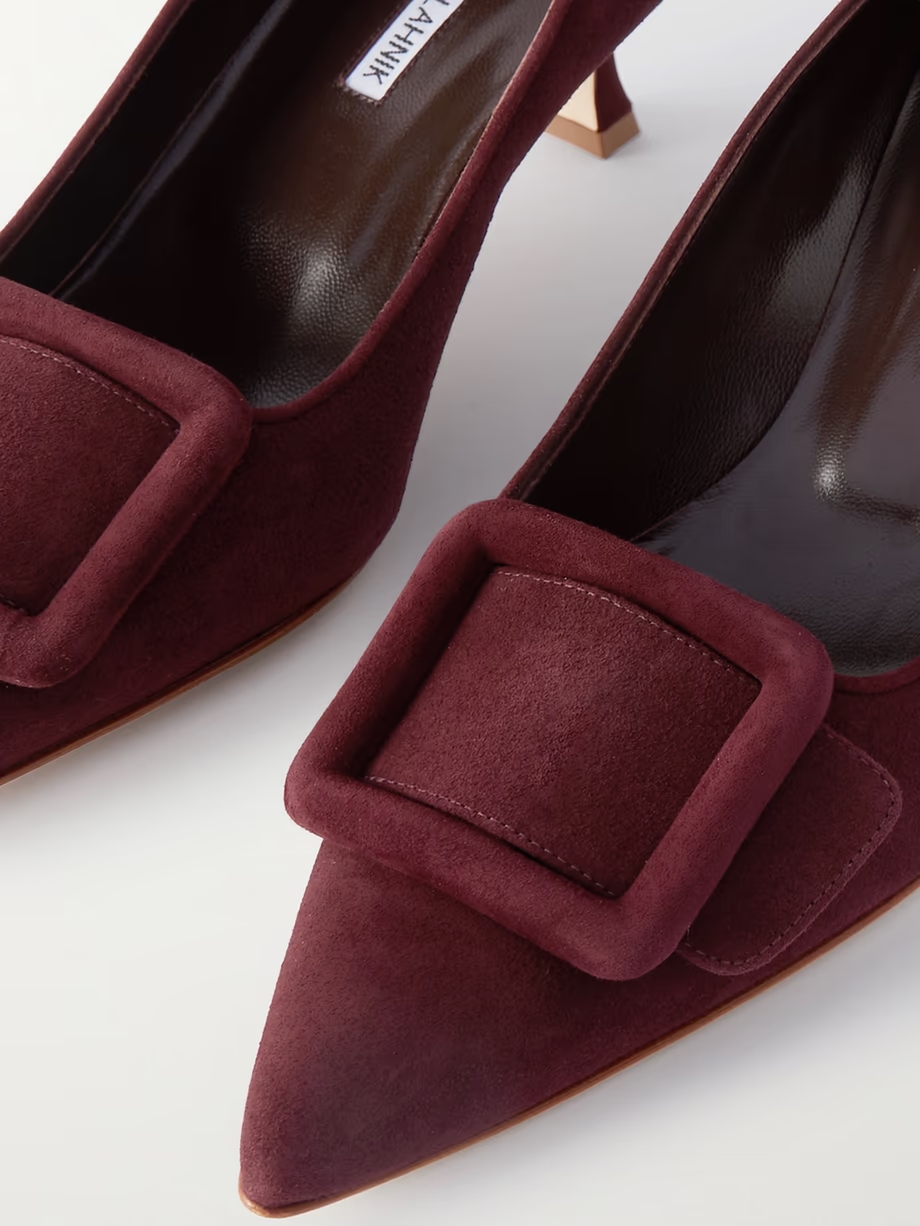 Maysale 50 buckled suede pumps