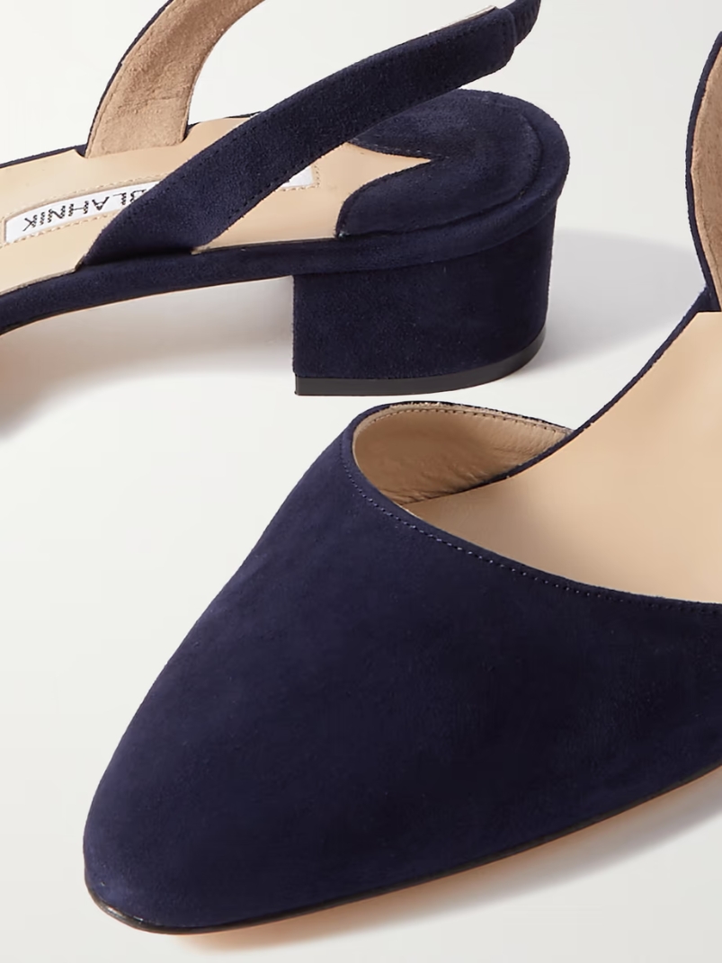 Aspro 30 suede slingback point-toe pumps