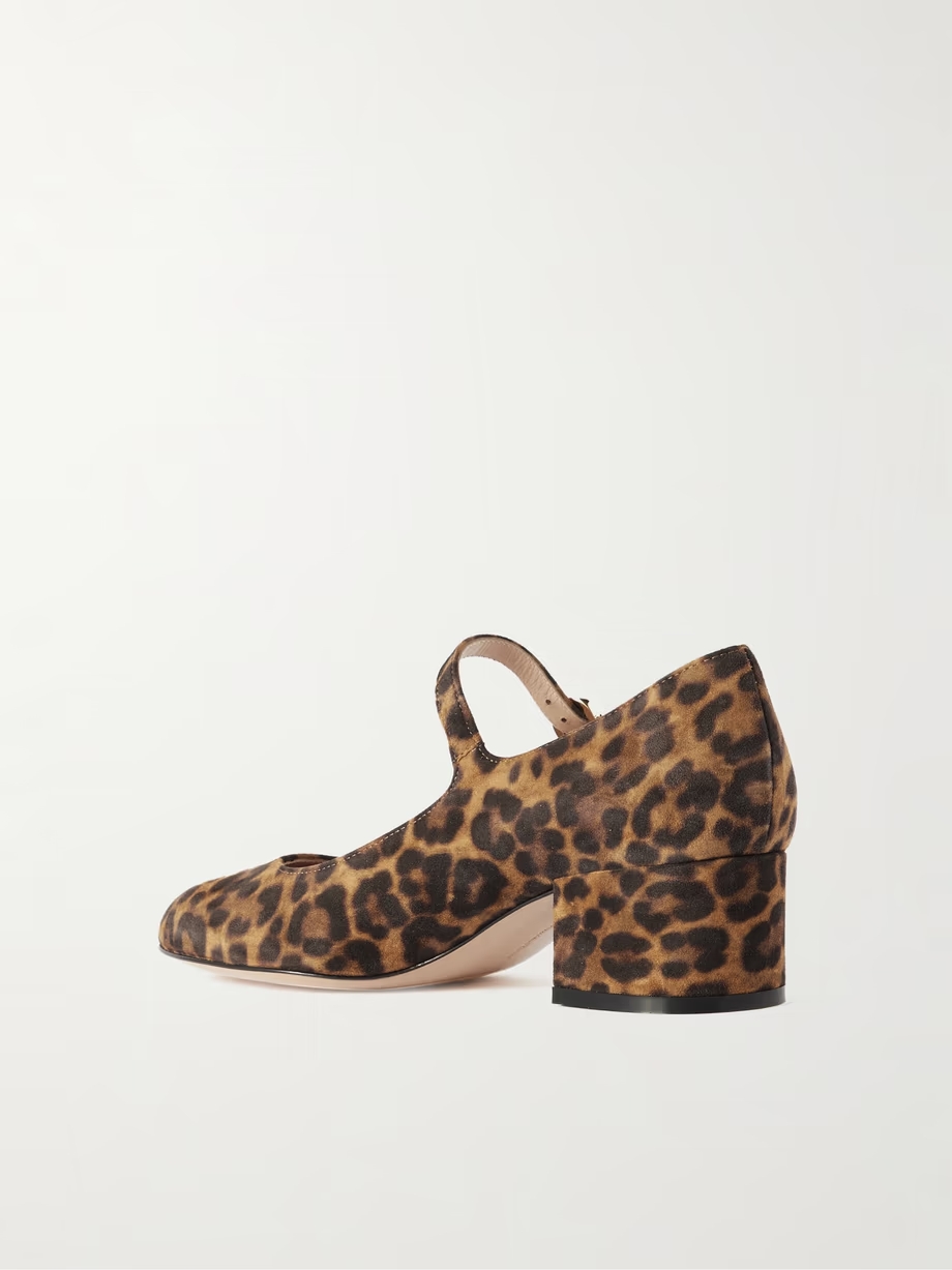 Mary Ribbon 45 leopard-print suede Mary Jane pumps