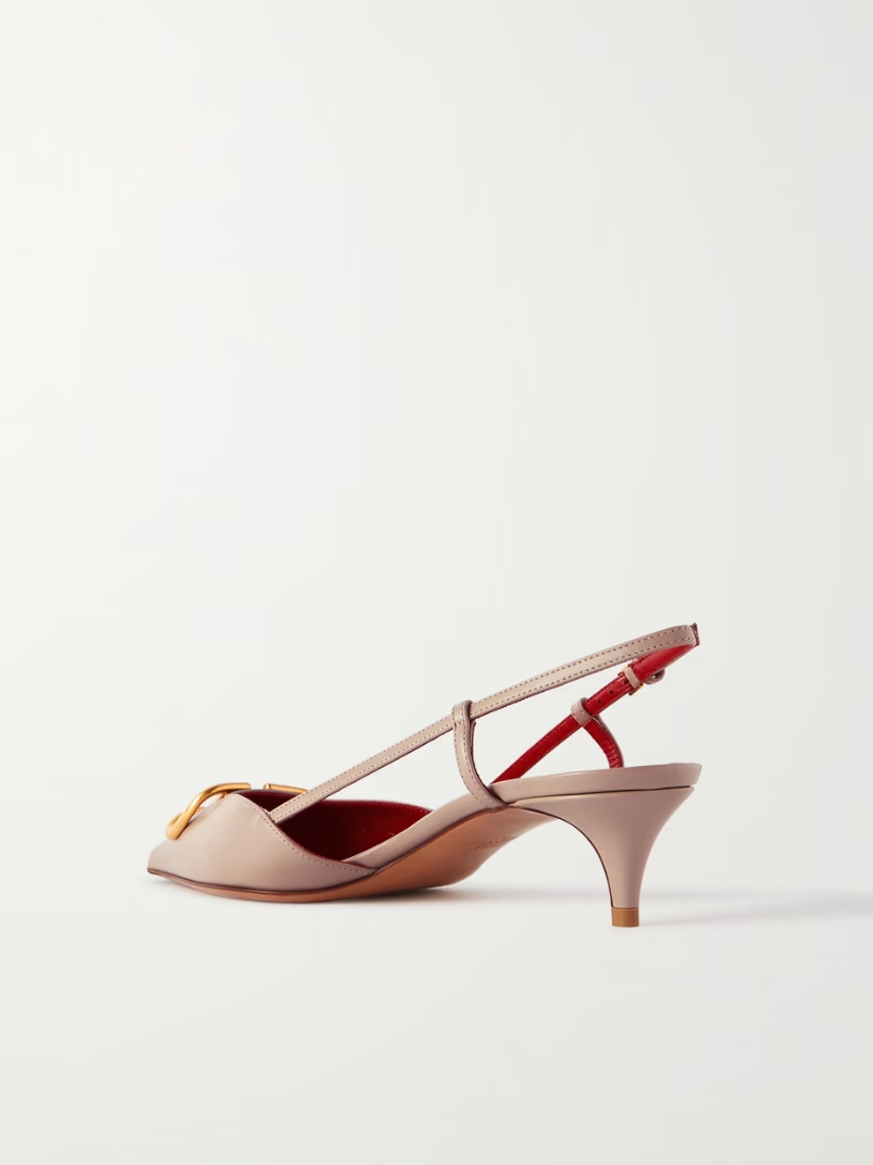 Valentino Garavani Go Logo 40 embellished leather slingback pumps