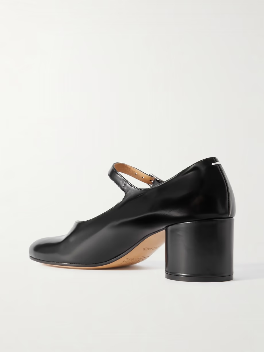 Tabi split-toe glossed-leather Mary Jane pumps