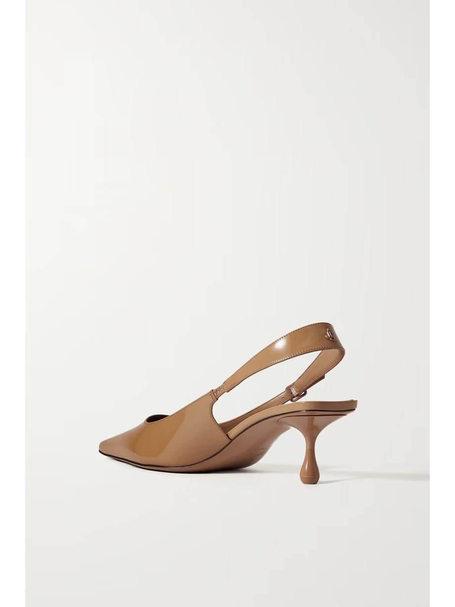 Amel 50 logo-embellished patent-leather slingback pumps